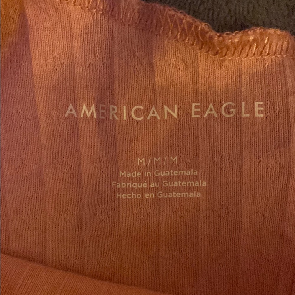 American Eagle Outfitters Pink Ribbed Crop Tank Top - Picture 2 of 2